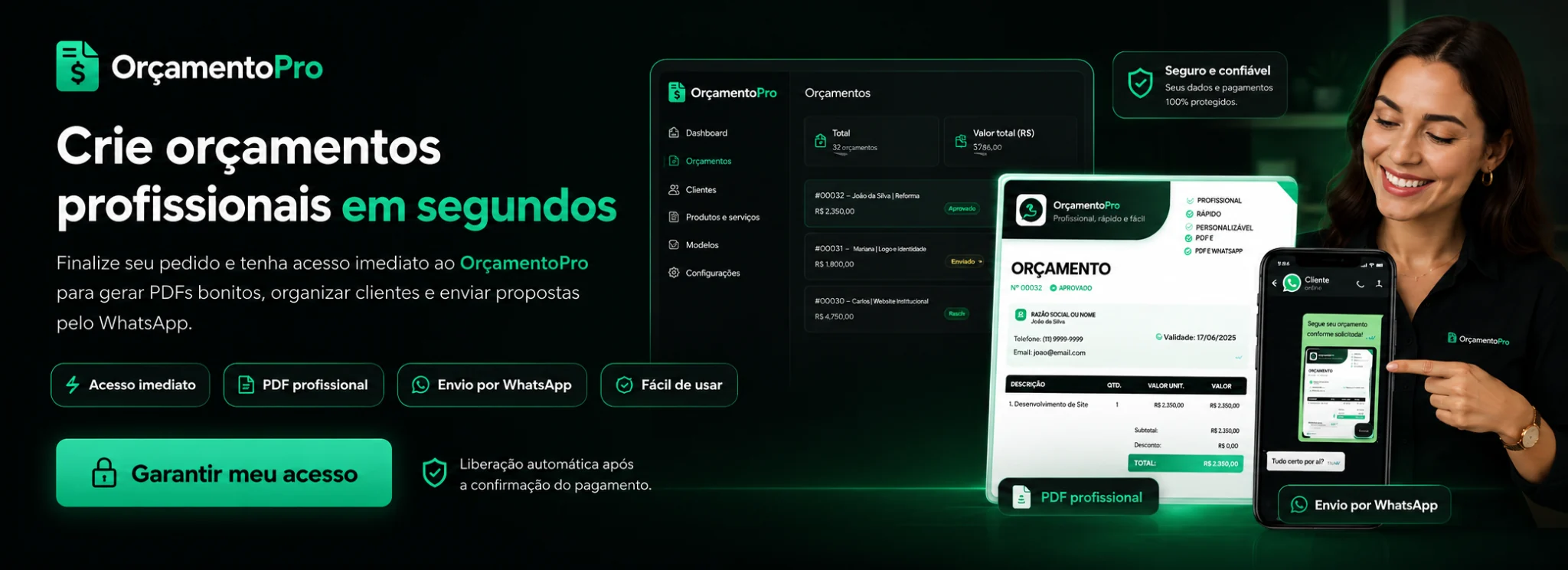 Orçamentopro para criar orçamentos profissionais